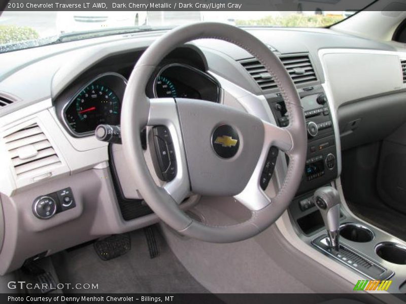 Dark Cherry Metallic / Dark Gray/Light Gray 2010 Chevrolet Traverse LT AWD