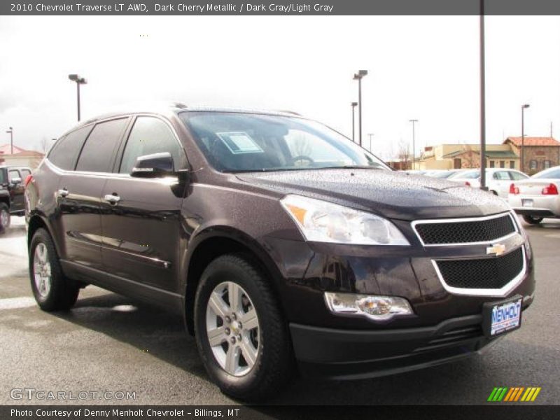 Dark Cherry Metallic / Dark Gray/Light Gray 2010 Chevrolet Traverse LT AWD