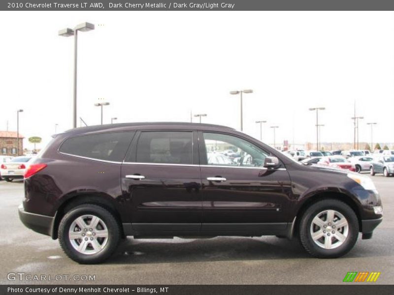 Dark Cherry Metallic / Dark Gray/Light Gray 2010 Chevrolet Traverse LT AWD