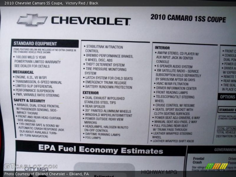 Victory Red / Black 2010 Chevrolet Camaro SS Coupe