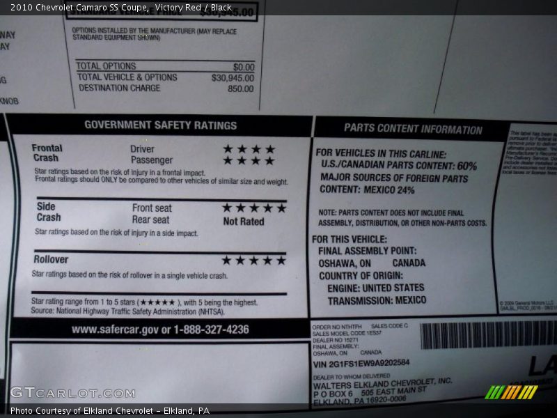 Victory Red / Black 2010 Chevrolet Camaro SS Coupe