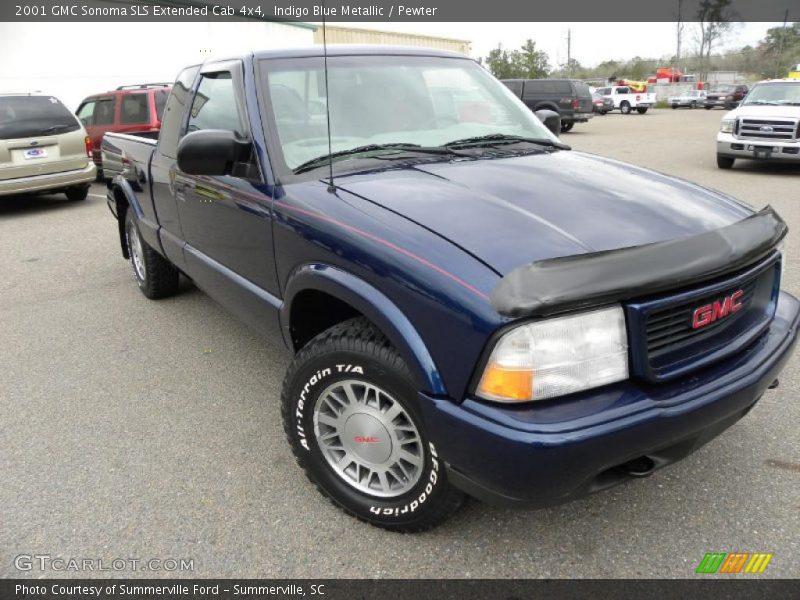 Indigo Blue Metallic / Pewter 2001 GMC Sonoma SLS Extended Cab 4x4