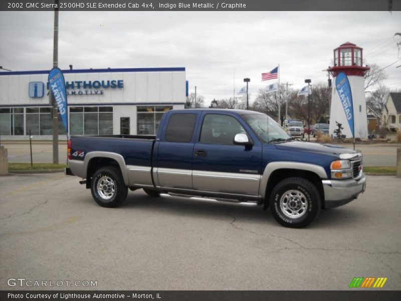Indigo Blue Metallic / Graphite 2002 GMC Sierra 2500HD SLE Extended Cab 4x4