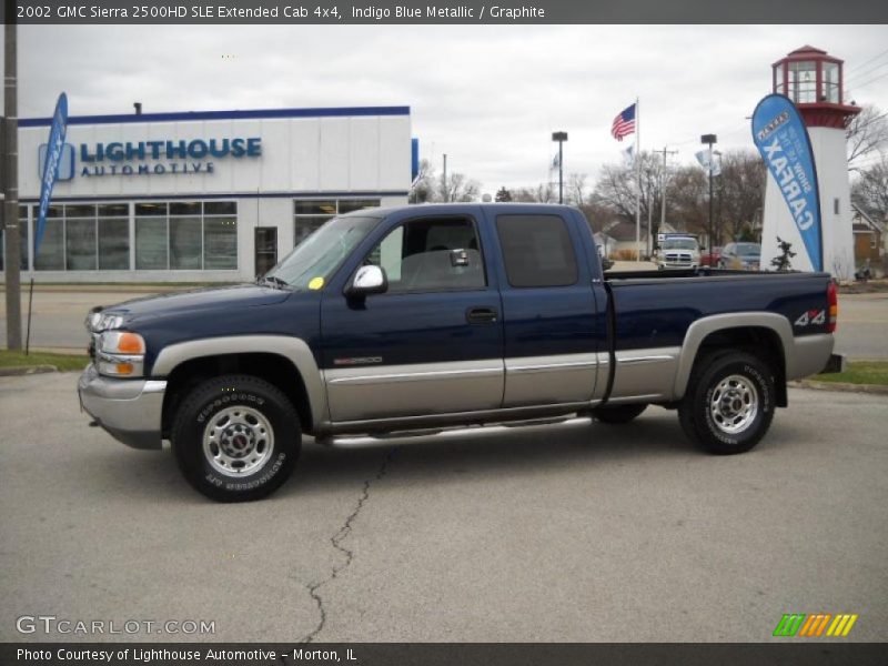 Indigo Blue Metallic / Graphite 2002 GMC Sierra 2500HD SLE Extended Cab 4x4