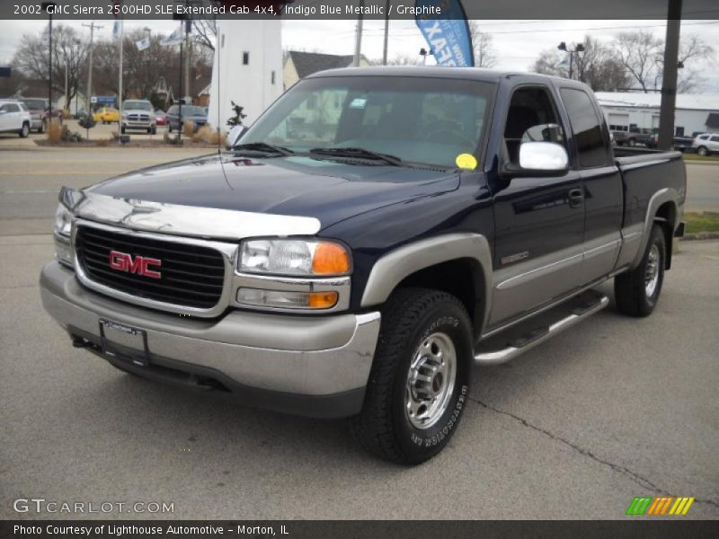 Indigo Blue Metallic / Graphite 2002 GMC Sierra 2500HD SLE Extended Cab 4x4