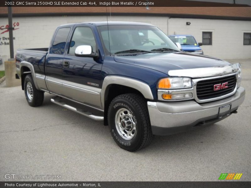 Indigo Blue Metallic / Graphite 2002 GMC Sierra 2500HD SLE Extended Cab 4x4