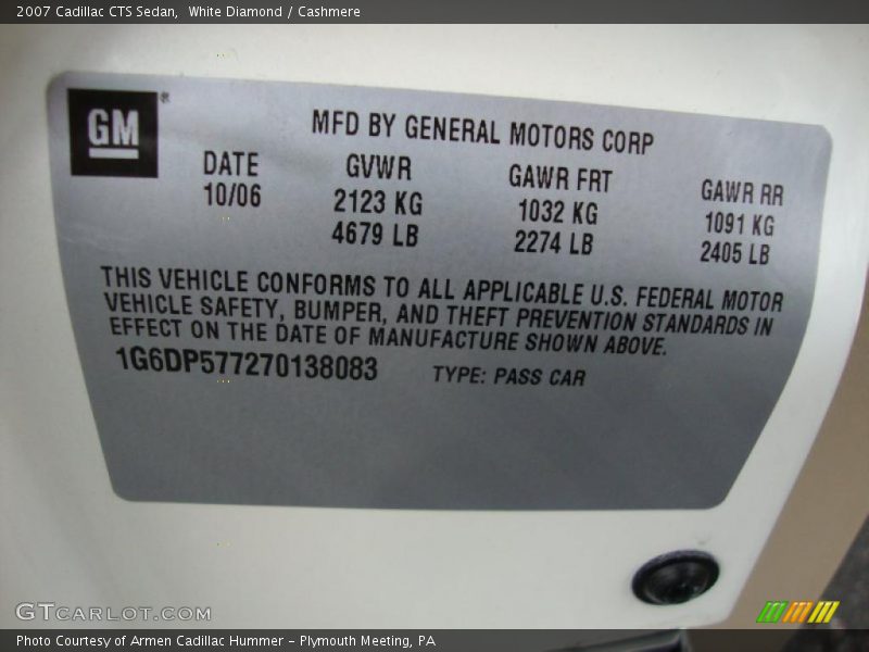 White Diamond / Cashmere 2007 Cadillac CTS Sedan