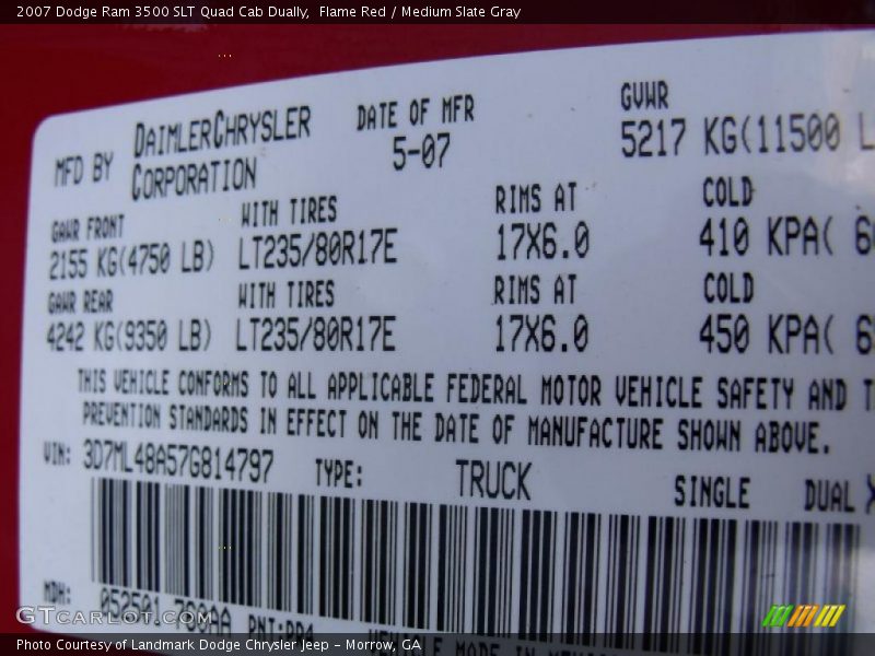 Flame Red / Medium Slate Gray 2007 Dodge Ram 3500 SLT Quad Cab Dually