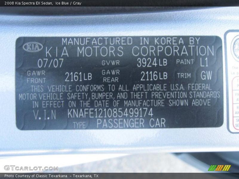 Ice Blue / Gray 2008 Kia Spectra EX Sedan