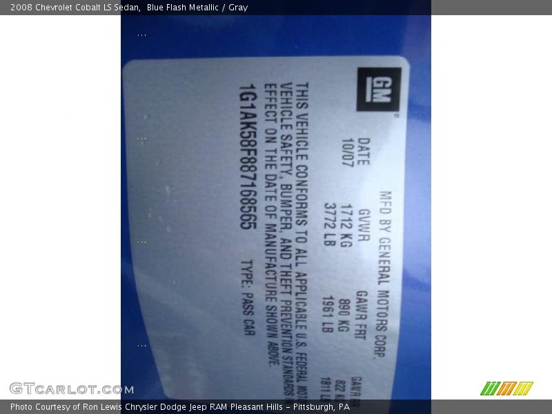 Blue Flash Metallic / Gray 2008 Chevrolet Cobalt LS Sedan