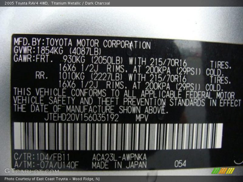 Titanium Metallic / Dark Charcoal 2005 Toyota RAV4 4WD