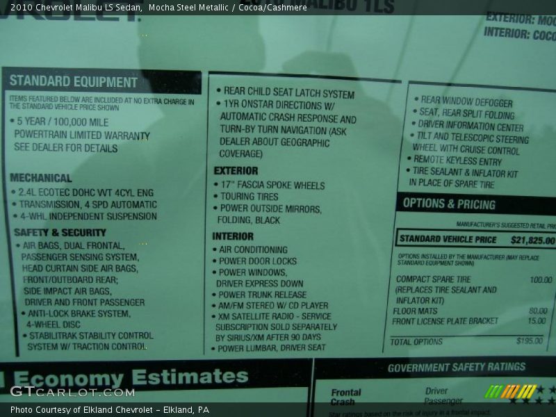 Mocha Steel Metallic / Cocoa/Cashmere 2010 Chevrolet Malibu LS Sedan