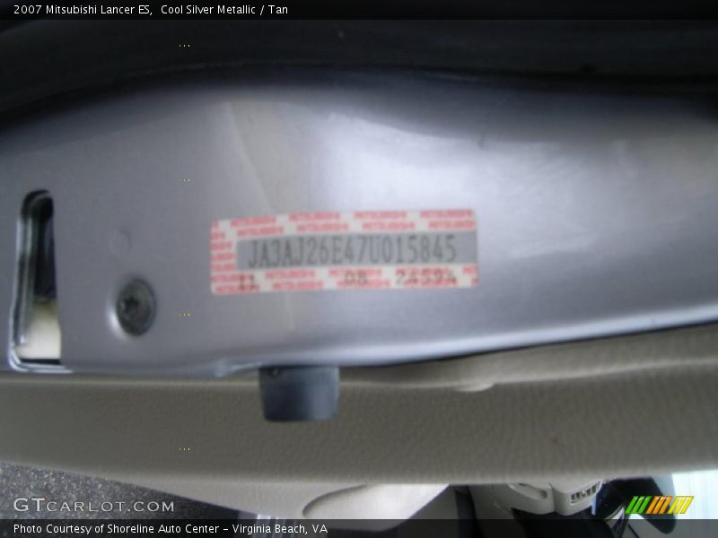 Cool Silver Metallic / Tan 2007 Mitsubishi Lancer ES