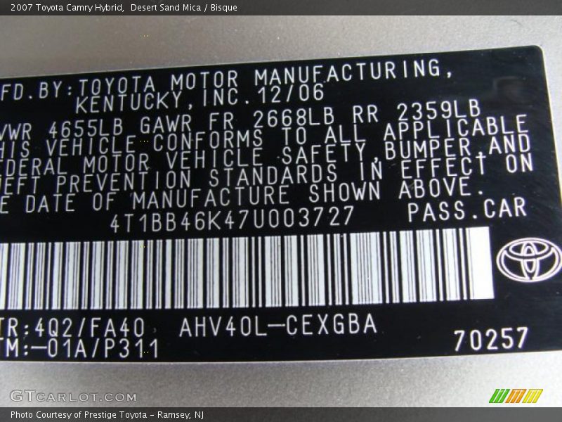 Desert Sand Mica / Bisque 2007 Toyota Camry Hybrid