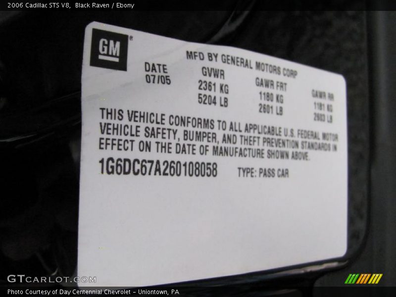 Black Raven / Ebony 2006 Cadillac STS V8