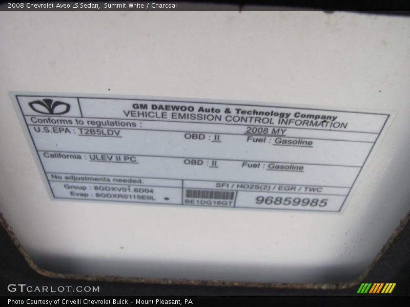 Summit White / Charcoal 2008 Chevrolet Aveo LS Sedan
