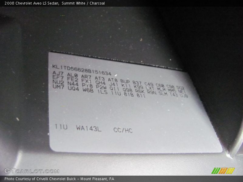 Summit White / Charcoal 2008 Chevrolet Aveo LS Sedan