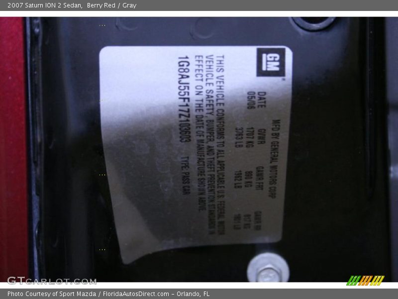 Berry Red / Gray 2007 Saturn ION 2 Sedan