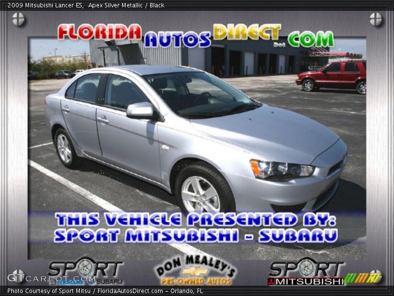 Apex Silver Metallic / Black 2009 Mitsubishi Lancer ES