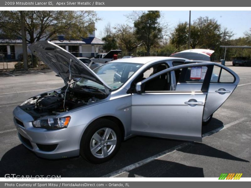 Apex Silver Metallic / Black 2009 Mitsubishi Lancer ES