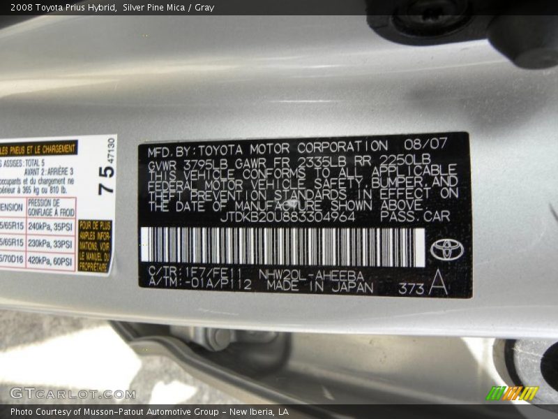 Silver Pine Mica / Gray 2008 Toyota Prius Hybrid