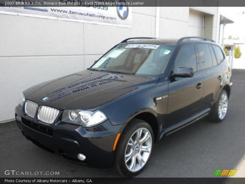 Monaco Blue Metallic / Black/Sand Beige Nevada Leather 2007 BMW X3 3.0si