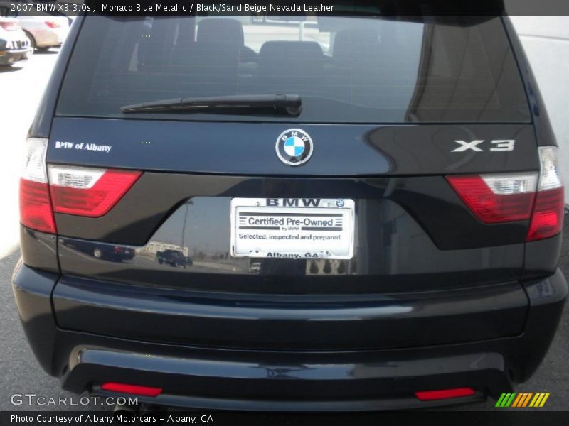 Monaco Blue Metallic / Black/Sand Beige Nevada Leather 2007 BMW X3 3.0si
