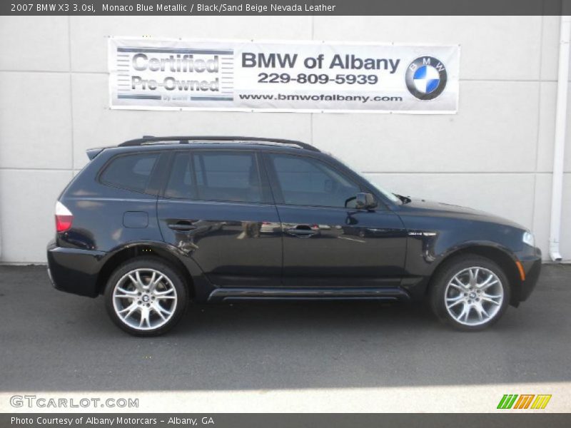 Monaco Blue Metallic / Black/Sand Beige Nevada Leather 2007 BMW X3 3.0si