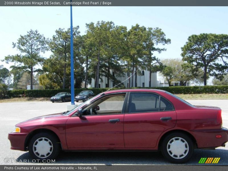 Cambridge Red Pearl / Beige 2000 Mitsubishi Mirage DE Sedan
