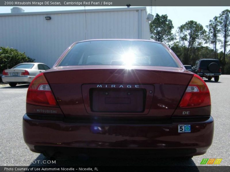 Cambridge Red Pearl / Beige 2000 Mitsubishi Mirage DE Sedan