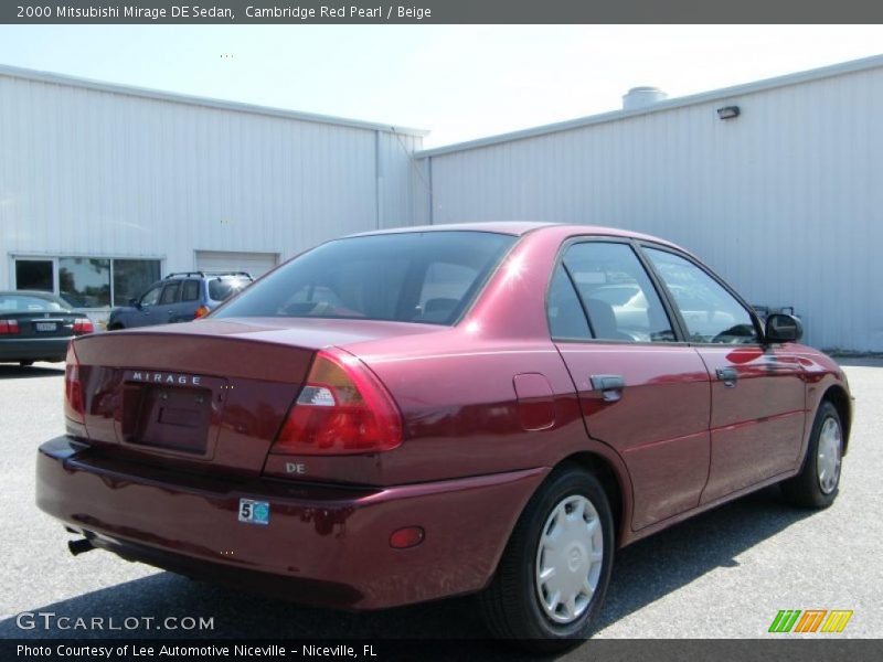 Cambridge Red Pearl / Beige 2000 Mitsubishi Mirage DE Sedan