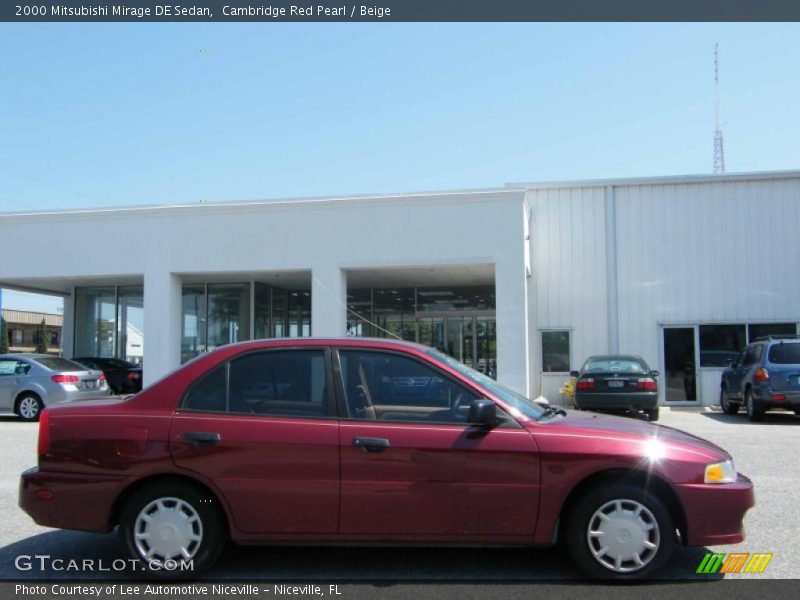 Cambridge Red Pearl / Beige 2000 Mitsubishi Mirage DE Sedan