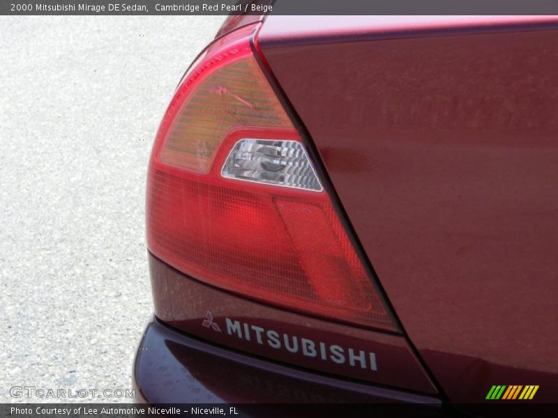 Cambridge Red Pearl / Beige 2000 Mitsubishi Mirage DE Sedan