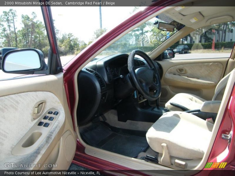 Cambridge Red Pearl / Beige 2000 Mitsubishi Mirage DE Sedan