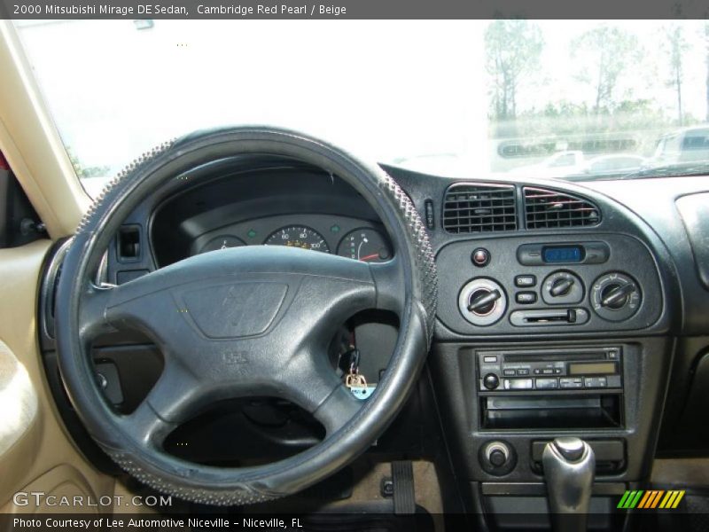 Cambridge Red Pearl / Beige 2000 Mitsubishi Mirage DE Sedan
