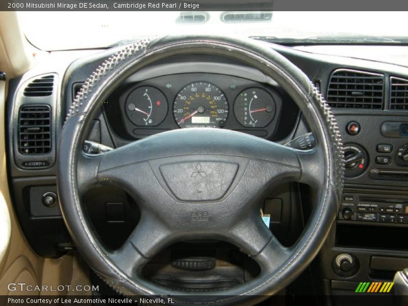 Cambridge Red Pearl / Beige 2000 Mitsubishi Mirage DE Sedan