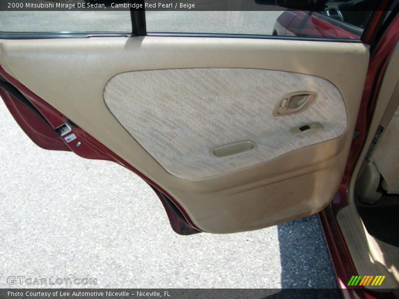 Cambridge Red Pearl / Beige 2000 Mitsubishi Mirage DE Sedan