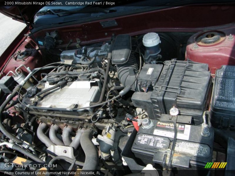 Cambridge Red Pearl / Beige 2000 Mitsubishi Mirage DE Sedan