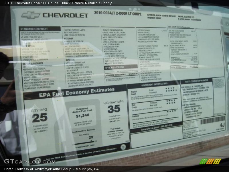 Black Granite Metallic / Ebony 2010 Chevrolet Cobalt LT Coupe