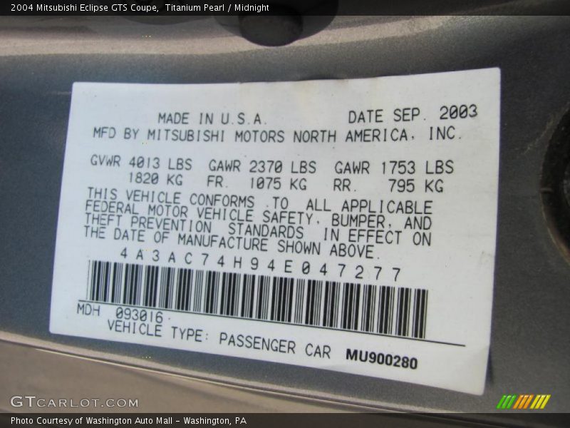 Titanium Pearl / Midnight 2004 Mitsubishi Eclipse GTS Coupe