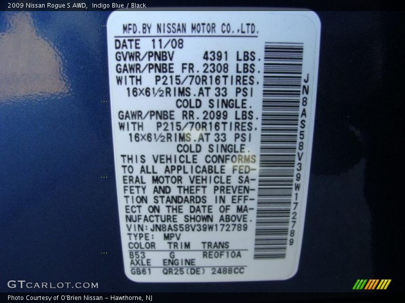 Indigo Blue / Black 2009 Nissan Rogue S AWD