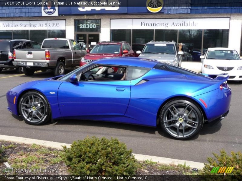 Persian Blue Metallic / Cocobolo Leather 2010 Lotus Evora Coupe