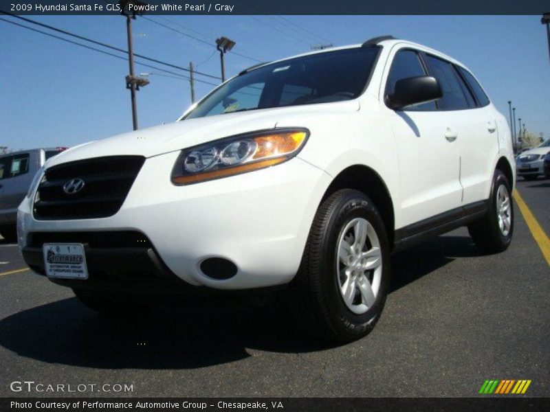 Powder White Pearl / Gray 2009 Hyundai Santa Fe GLS