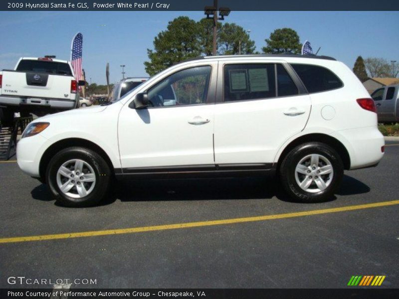 Powder White Pearl / Gray 2009 Hyundai Santa Fe GLS