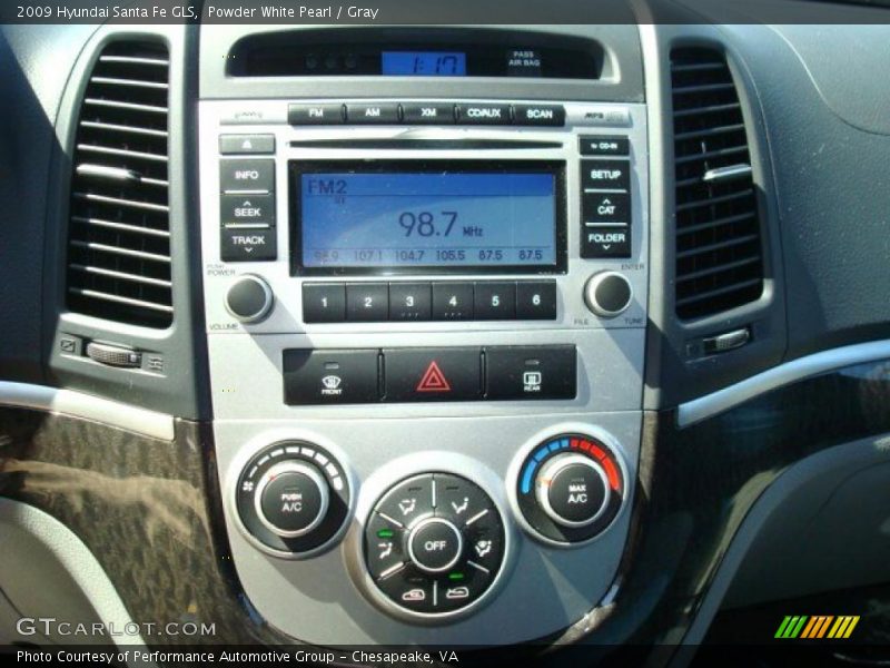 Powder White Pearl / Gray 2009 Hyundai Santa Fe GLS
