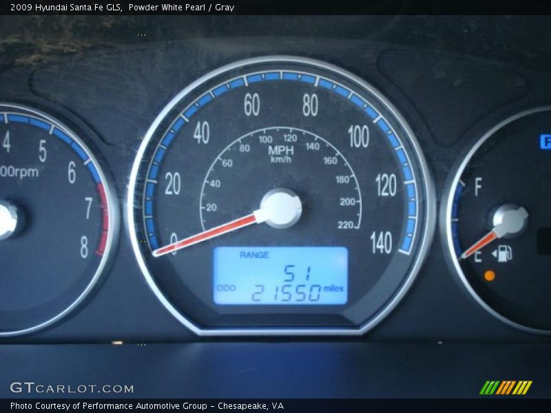 Powder White Pearl / Gray 2009 Hyundai Santa Fe GLS
