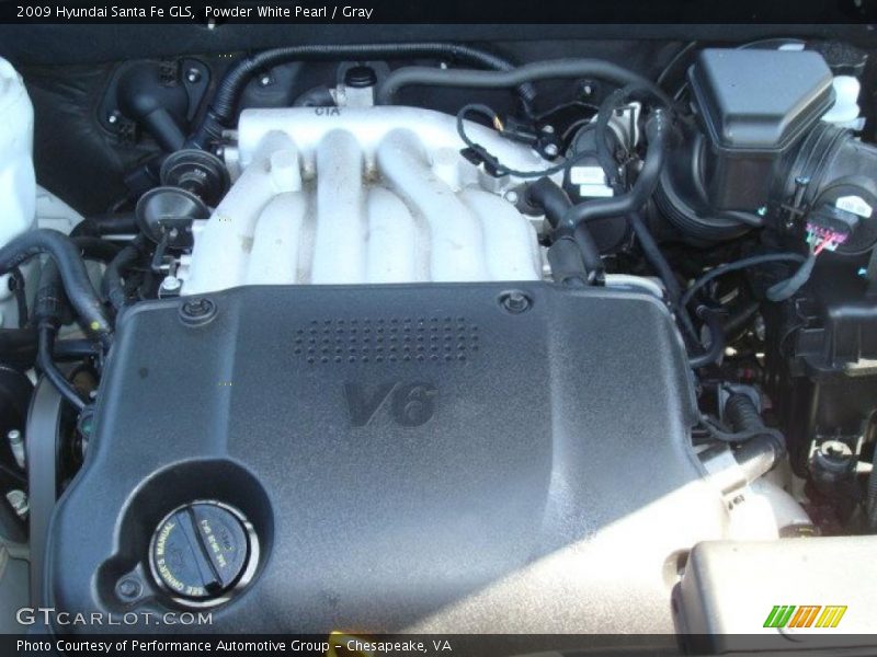 Powder White Pearl / Gray 2009 Hyundai Santa Fe GLS