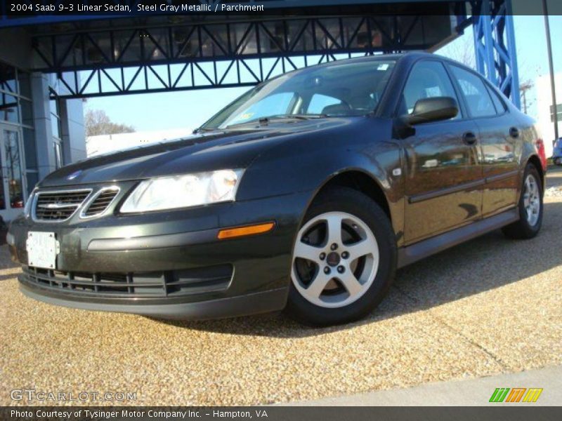 Steel Gray Metallic / Parchment 2004 Saab 9-3 Linear Sedan