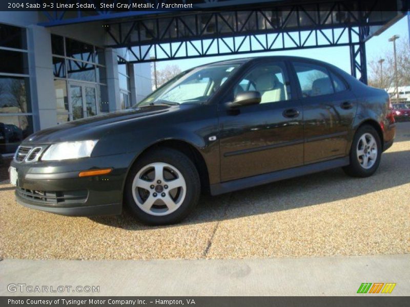 Steel Gray Metallic / Parchment 2004 Saab 9-3 Linear Sedan