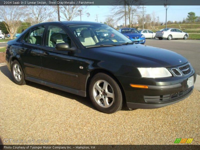 Steel Gray Metallic / Parchment 2004 Saab 9-3 Linear Sedan